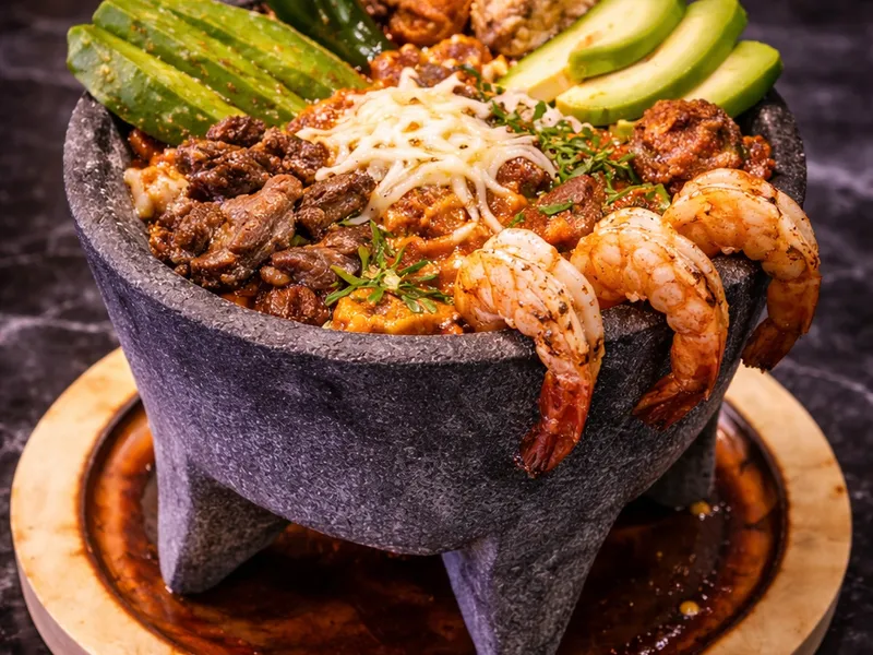 Molcajete with assorted meats at Tenoch